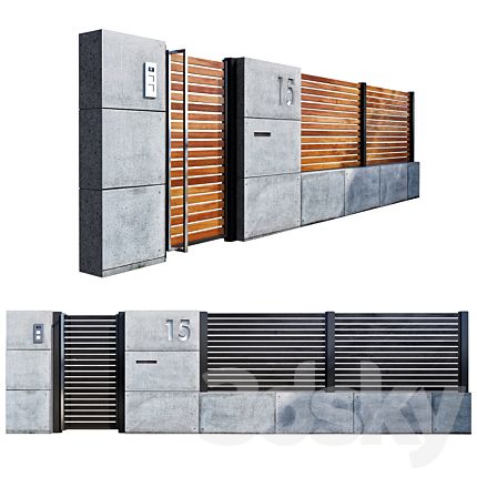 an architectural rendering of a building with wooden slats on the front and side walls