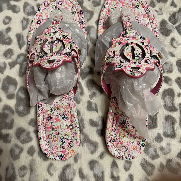 Brand New, Only Worn Around Trying To See If I Like The Way The Fit My Big Foot, They Fit Smaller To Size For Me Pink Flat Sandals For Day Out, Pink Sandals For Spring Day Out, Pink Flat Casual Sandals, Casual Flat Sandals With Floral Print, Pink Open Toe Sandals For Day Out, Summer Pink Sandals For Day Out, Casual Pink Sandals For Spring, Pink Casual Sandals For Day Out, Casual Pink Sandals For Vacation