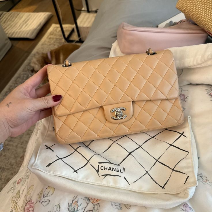 Great Condition. Lambskin Chanel Classic Medium Flap, Chanel Classic Medium, Chanel Bags, Beige Color, Chanel Bag, Chanel Classic, Limited Time, Chanel, Bag Lady