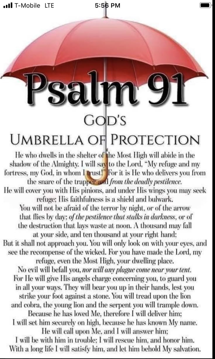 an open umbrella with the words, paul 9 1 and umbrella of protection