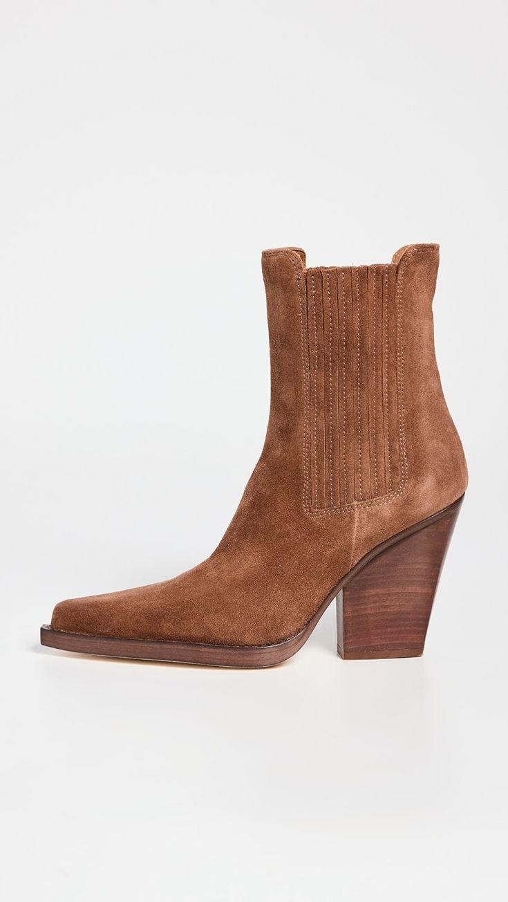 Paris Texas Dallas Ankle Boots | Shopbop Suede Heeled Boots With Block Heel And Leather Sole, Heeled Suede Boots With Closed Toe And Suede Lining, Brown Suede Heels With Leather Sole, Luxury Suede Boots With Sculpted Heel, Square Toe Suede Boots With Suede Lining, Luxury Brown Suede Heeled Boots, Luxury Suede Heeled Boots With Pointed Toe, Luxury Pointed Toe Suede Heeled Boots, Suede Almond Toe Boots With Branded Heel Counter