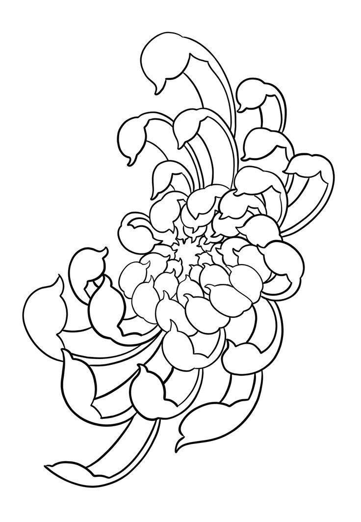 a black and white drawing of flowers