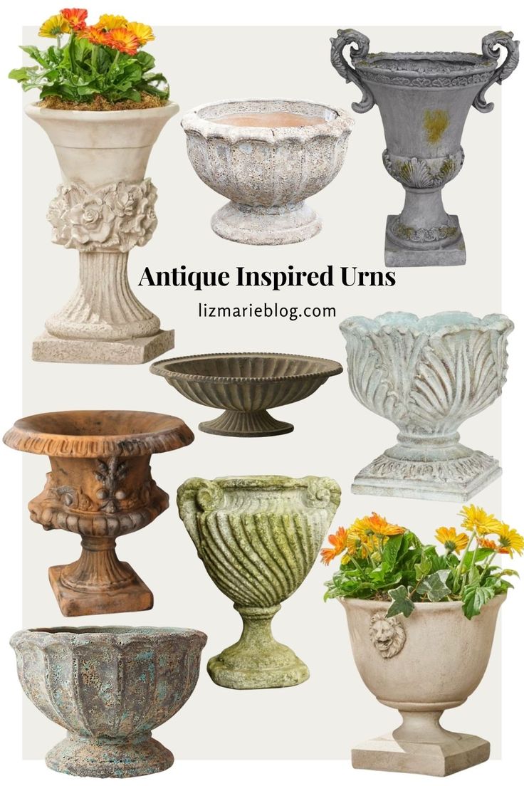 antique inspired urns and vases are featured in this post - it - up