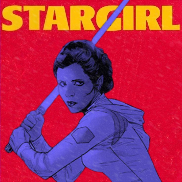 a woman holding a baseball bat in front of a red background with the words stargirl on it