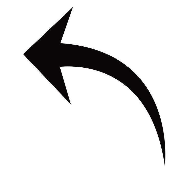 an arrow pointing to the left with one end pointing up and another side pointing down