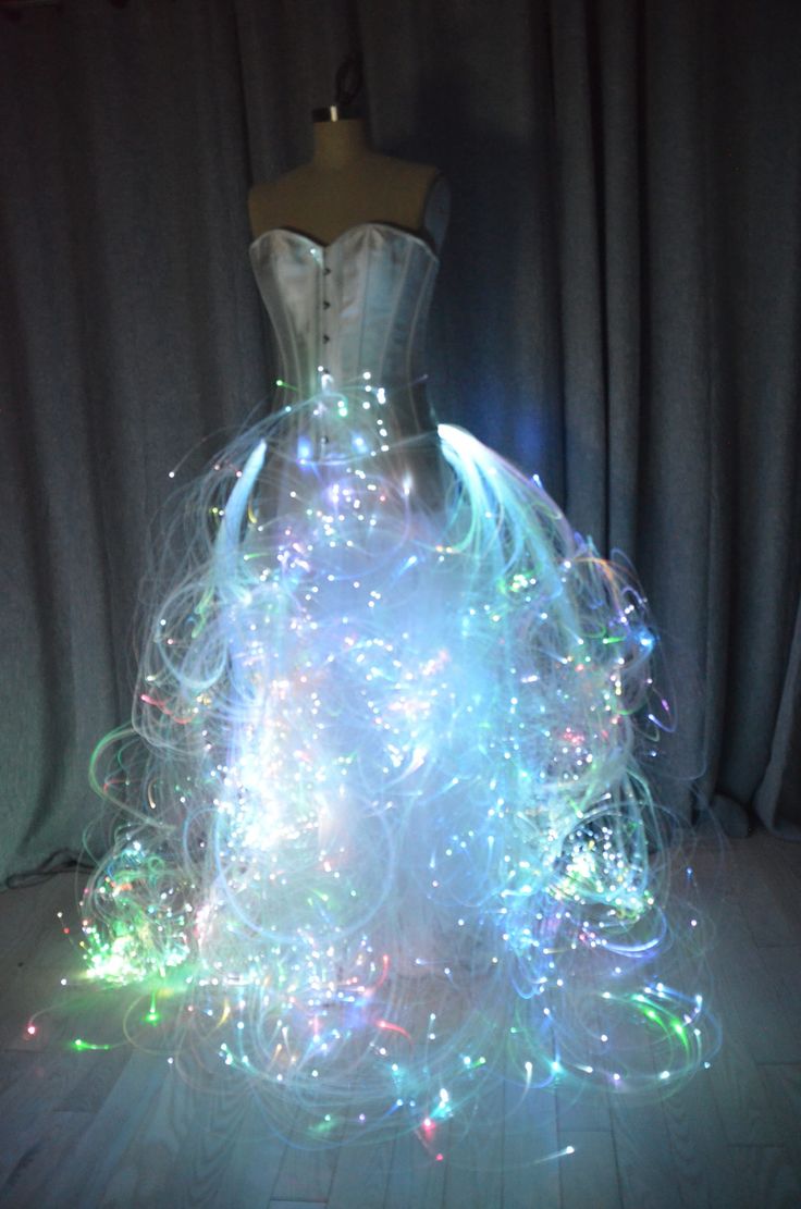 Light Up and Sparkle Dress inspired by Fireworks by Evey - Rainbow Light Bride Custom Wedding Dresses by Evey Light Up Wedding Dress, Wedding Dress Video, Fiber Optic Dress, Rave Wedding, Light Up Costumes, Light Up Dresses, Dress Video, Custom Wedding Dresses, Rainbow Wedding