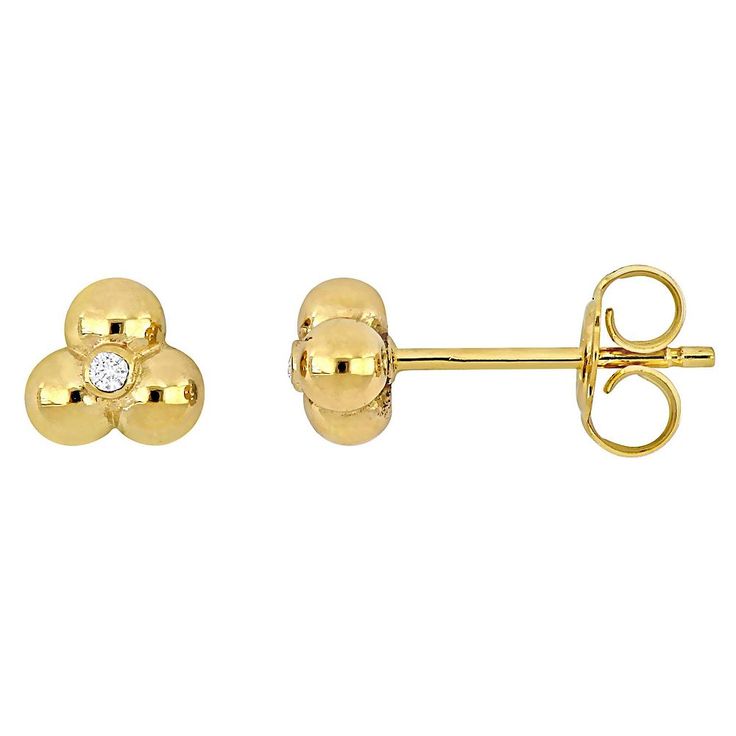 Add an elegant finishing touch to any ensemble with these diamond-accented Stella Grace 14k gold stud earrings. Click on this JEWELRY & WATCHES GUIDE to learn about fit, styles, materials and more! Add an elegant finishing touch to any ensemble with these diamond-accented Stella Grace 14k gold stud earrings. Click on this JEWELRY & WATCHES GUIDE to learn about fit, styles, materials and more! FEATURES Length: 5.2 mm Backings: post Nickel free Metal: 14k gold Finish: polished Packaging: boxedDIAMOND DETAILS Total weight: less than 1/10 ct. Color grade: GHI Clarity: I2, I3 Shape: round Setting: bezel Diamond weights are approximate. Diamond Total Weights may vary between .01 and .13 ct. Some diamonds consist of fewer than 17 facets. Gemstones may have been treated to enhance their appearance Gold Three Stone Earrings For Anniversary, Three Stone Diamond Earrings In Yellow Gold, Yellow Gold Three-stone Earrings For Gift, Three Stone Yellow Gold Earrings For Gifts, Gold Three-stone Earrings For Gift, Elegant Yellow Gold Three Stone Earrings, Gold Stud Earrings, Gold Stud, Bezel Diamond