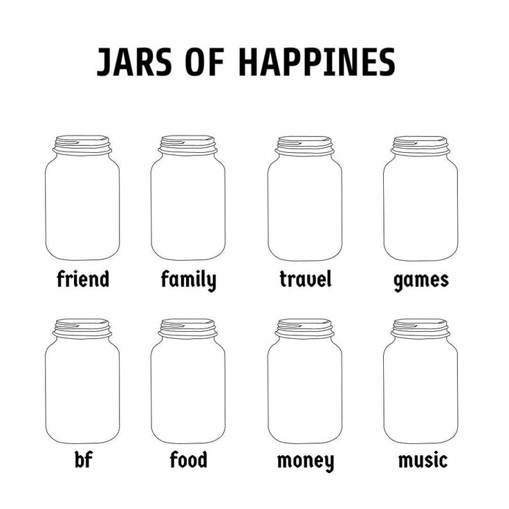 jars with the words jar of happiness and friends on them, all labeled in different languages