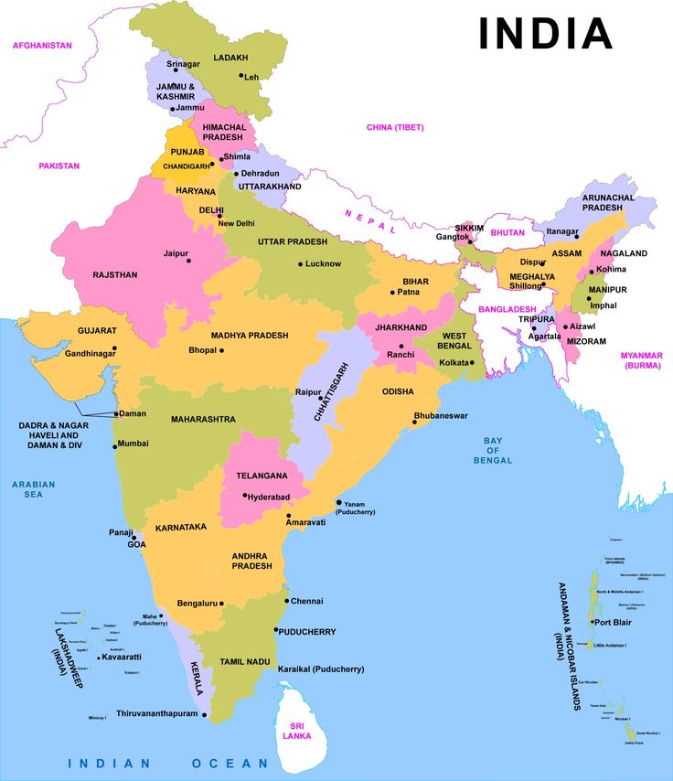 india map with all states and major cities