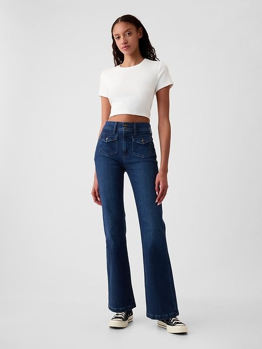 High Rise '70s Flare Jeans Jeans For Petite Women, Every Aesthetic, Gap Jeans Women, Womens Flare Jeans, Jeans Look, Dark Indigo, Petite Women, Gap Jeans, 80s Fashion