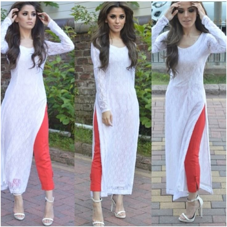 If they were visited by foreign countries, London would definitely dress in their style and even ask for tips (or perhaps a surprise visit on her vlog) Suits For Women Indian, Straight Suit, Suit White, Machine Work, Long Kurti Designs, Salwar Kamiz, Kurti Designs Party Wear, Kurta Designs Women, Indian Designer Outfits