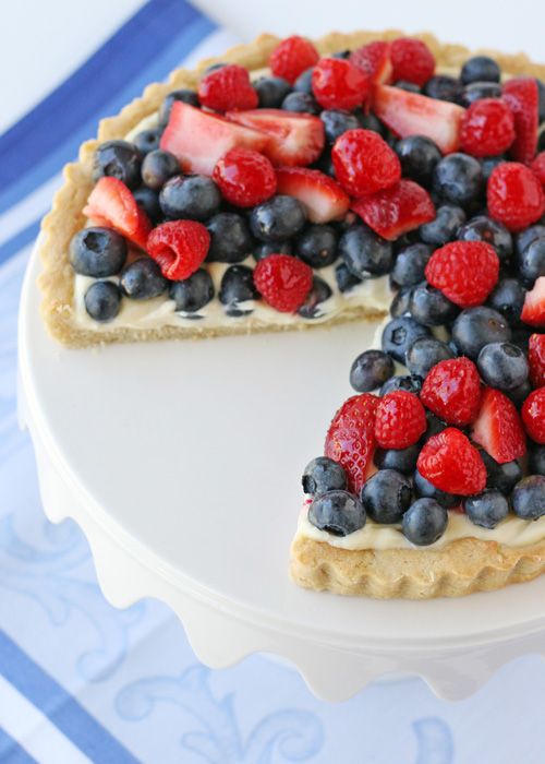 a pie with berries and blueberries on it