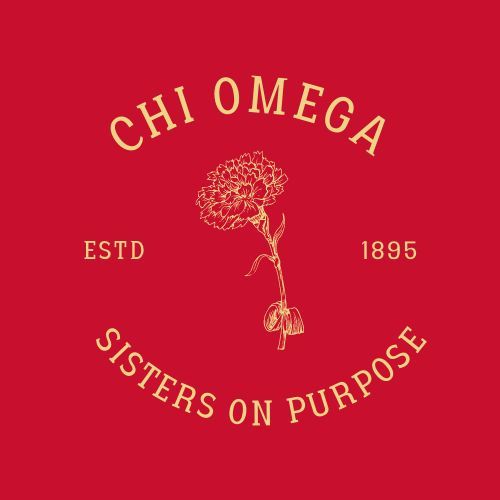 a red shirt with the words,'chiomega sisters on purpose '