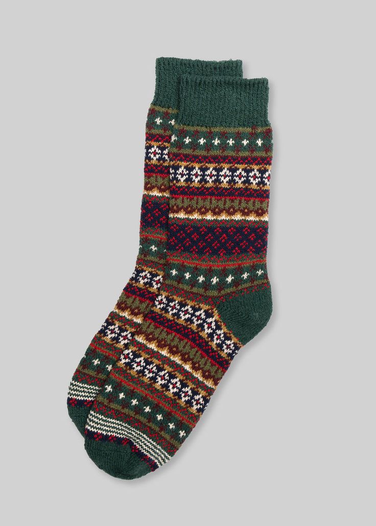 Cotton Fair Isle Crew – American Trench Socks Drawing, Fair Isle Socks, Sock Drawer, Fair Isle Pattern, Heritage Fashion, Fair Isle Sweater, Timeless Accessories, Cotton Socks, Toe Designs