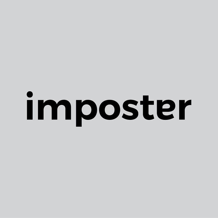 the word imposter on a gray background