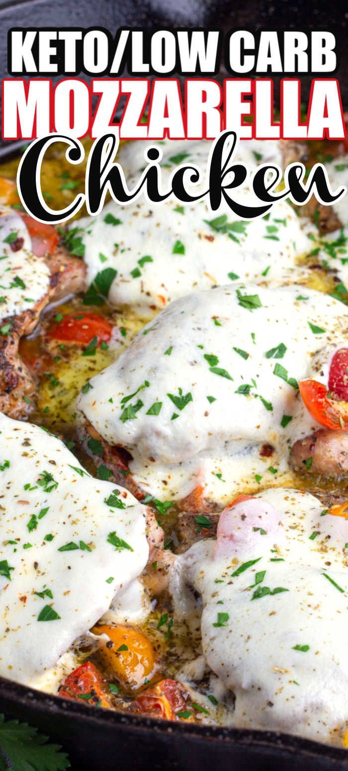 a close up of a plate of food with meat and vegetables on it that says mozzarella chicken