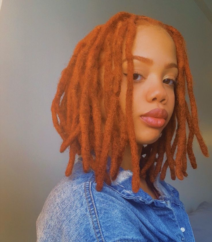 #bobhairstyles #locstyles #locs #redhair #largelocs Dreadlocks Dyed, Ginger Color Hair, Ginger Locs, Hair Dreads, Tan Skin Blonde Hair, Ginger Color, Beautiful Dreadlocks, Short Locs Hairstyles, Ginger Women