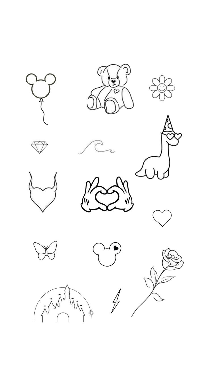 the outlines for mickey mouse and other disney characters