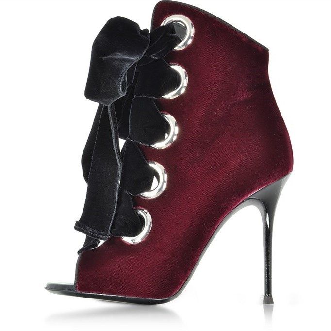 Handcrafted US sizing. Fits true to size. Heel Height: 3.94" / 100 mm approx Product measurements were taken using size 8. Please note that measurements may vary by size. Peep Toe Ankle Boots, Velvet Ankle Boots, High Heel Dress, Velvet Boots, Strappy High Heels, Burgundy Velvet, Bootie Sandals, Wedding Dress Shoes, Stiletto Boots