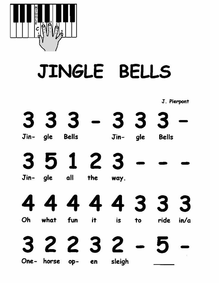 a sheet music score with the words,'single bells'and hand on piano keys