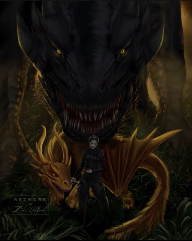 a man standing next to a dragon in the grass