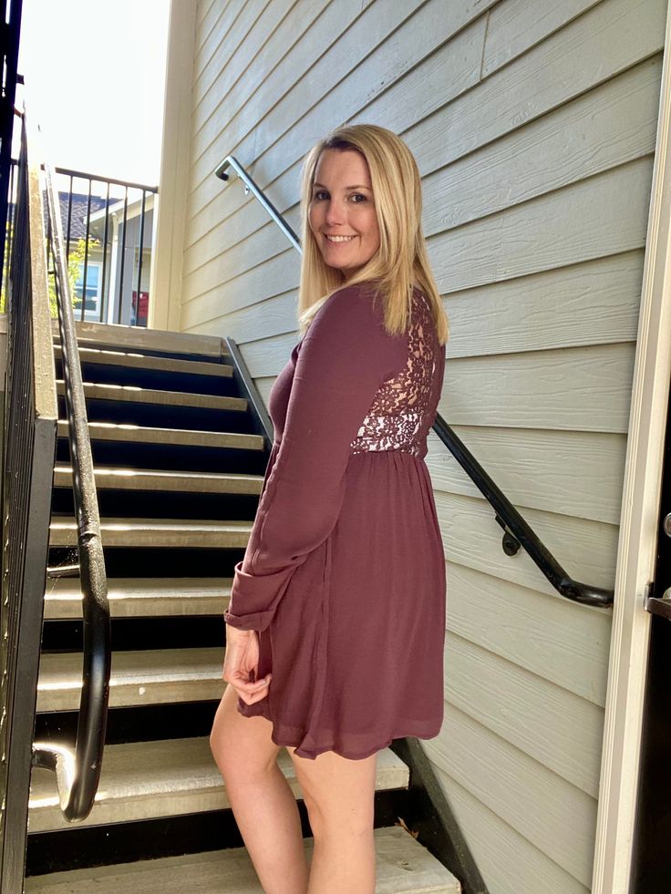 This dress is a perfect addition to your spring wardrobe. With the sheer sleeves and the lace back it is great for the warm weather coming. The best part about this dress is that it has pockets! *This dress fits true to size. Casual Lace Dress For Day Out, Long Sleeve Dress With Sheer Back For Date Night, Long Sleeve Mini Dress With Lace Top, Modest Lace Dress With Lace Sleeves, Spring Lace Back Mini Dress For Date Night, Spring Mini Dress With Lace Back For Date Night, Spring Date Night Mini Dress With Lace Back, Spring Brunch Dress With Lace Back, Flowy Lace Trim Dress For Fall