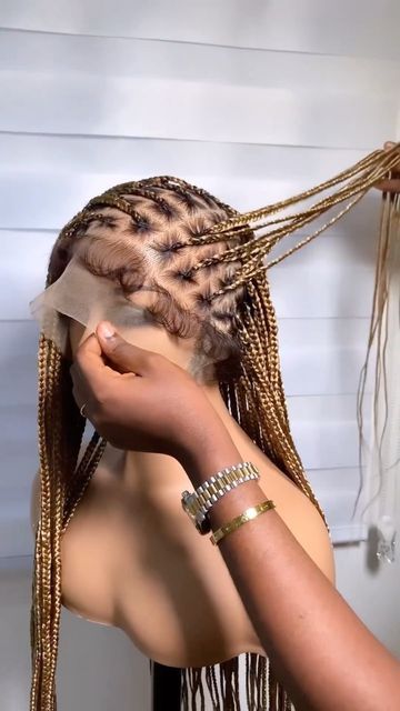 Braided Wig Hairstyles, Braided Wig Styles, Braided Wig, Braided Wigs, Diy Hair Wig, Boubou Styles For Women, Kente Styles, Braids Wig, Front Lace Wigs Human Hair