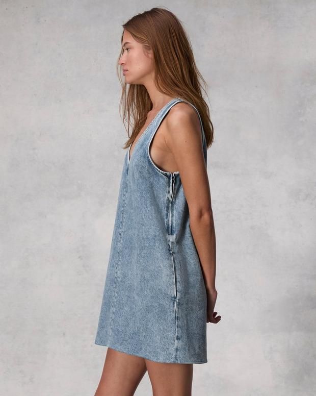 Buy Naia Denim Dress for USD 258.00 | rag & bone Sleeveless Shift Dress, Denim Flares, Mini Shift Dress, Low Iron, Wide Leg Denim, Sweater Coats, A Bag, Bottoms Pants, Denim Dress