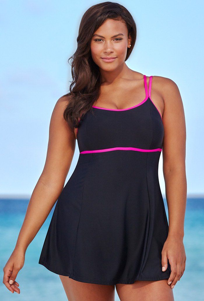 Cerise Lingerie Swimdress | Swimsuits For All Swim Skirt With Built-in Bra For Beach Season, Scoop Neck Swimwear With Built-in Bra For Beach Season, Beachwear Tankini For Water Sports With Racerback, One-piece Swim Dress With Built-in Bra For Beach, Sleeveless Swim Dress With Built-in Bra For Pool, Vacation Swimwear With Built-in Bra And Racerback, Vacation Racerback Swimwear With Built-in Bra, Summer Swim Dress With Built-in Bra For Pool, One-piece Swim Dress With Built-in Bra