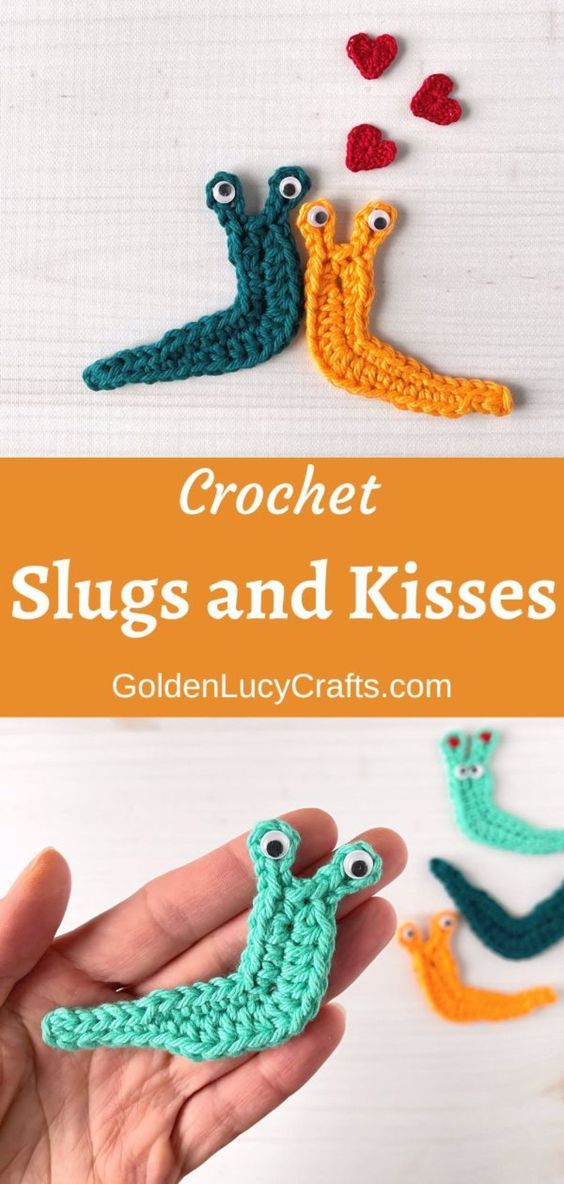 crochet slugs and kisses are featured in this photo