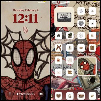 the spiderman theme is displayed on an iphone's screen and it appears to have been altered