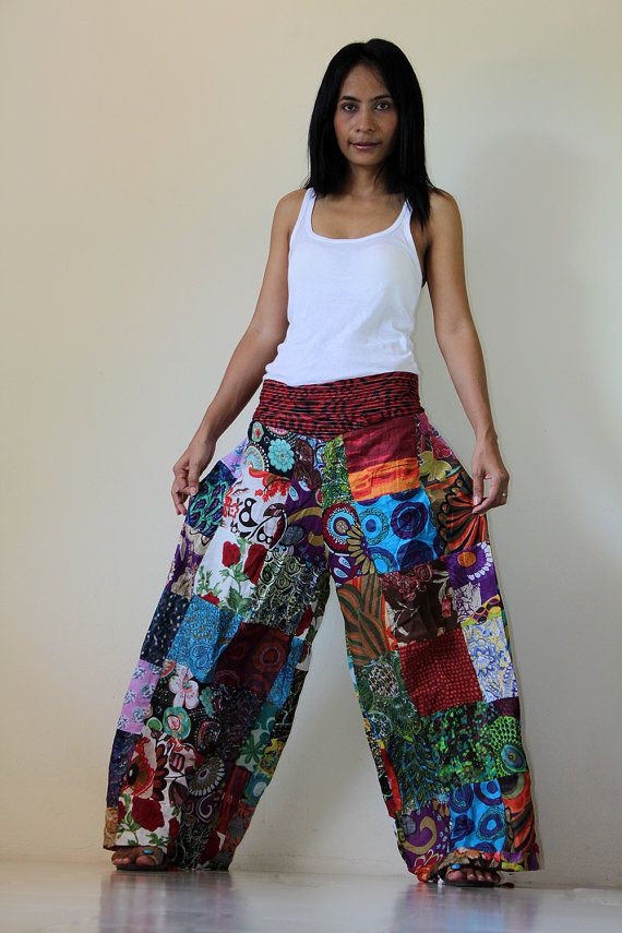 Wide Leg Pants Boho Patchwork   Boho Patchwork Pants by Nuichan, $49.00 Boho Hippie Pants, Patchwork Pants, Boho Patchwork, Pants Boho, Hippie Pants, Pants Collection, Wideleg Pants, Boho Chic Outfits, Boho Pants