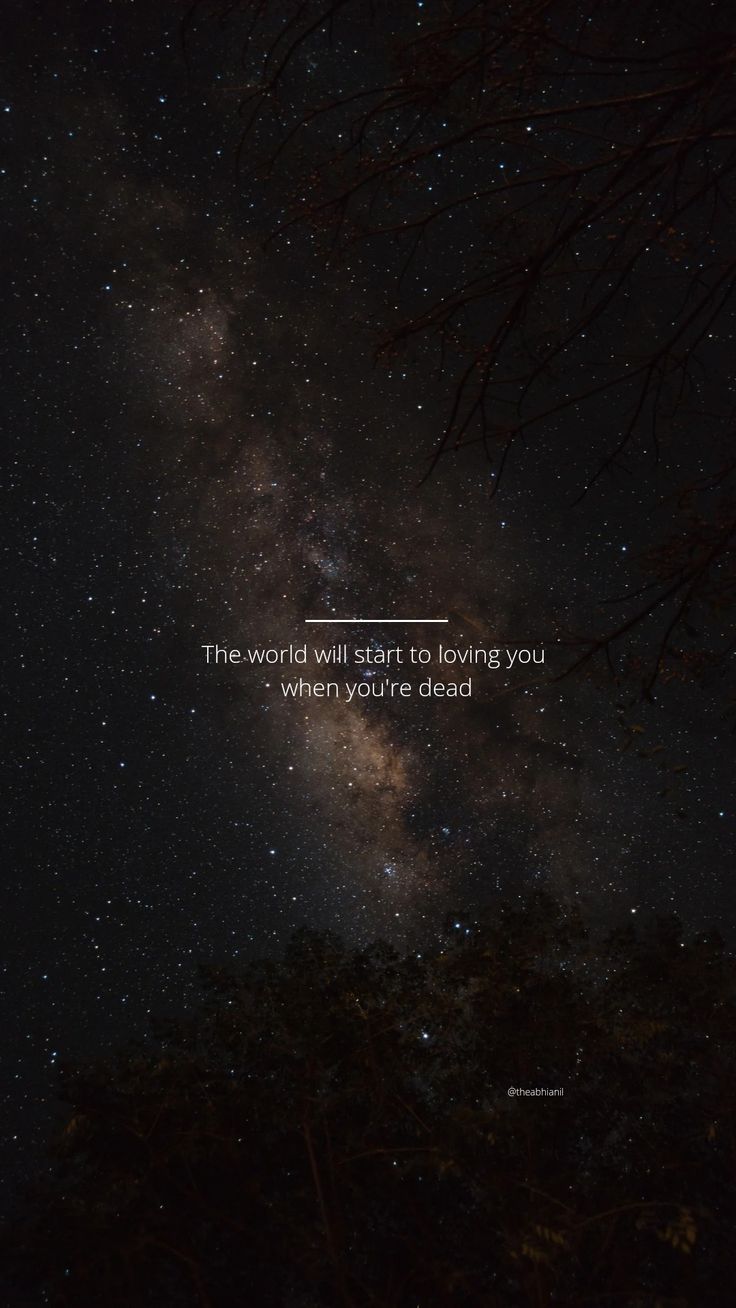 the night sky is filled with stars, and there is a quote written on it