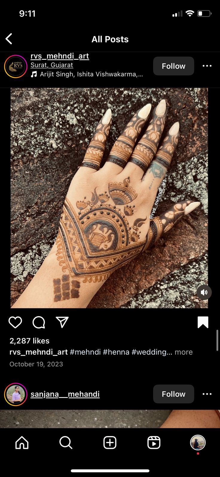 an image of someones hand with henna on it and the caption below