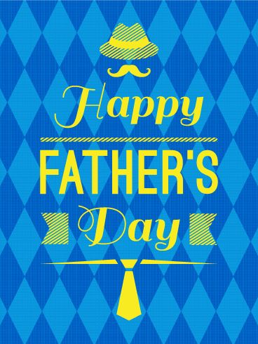 happy father's day card with tie and hat