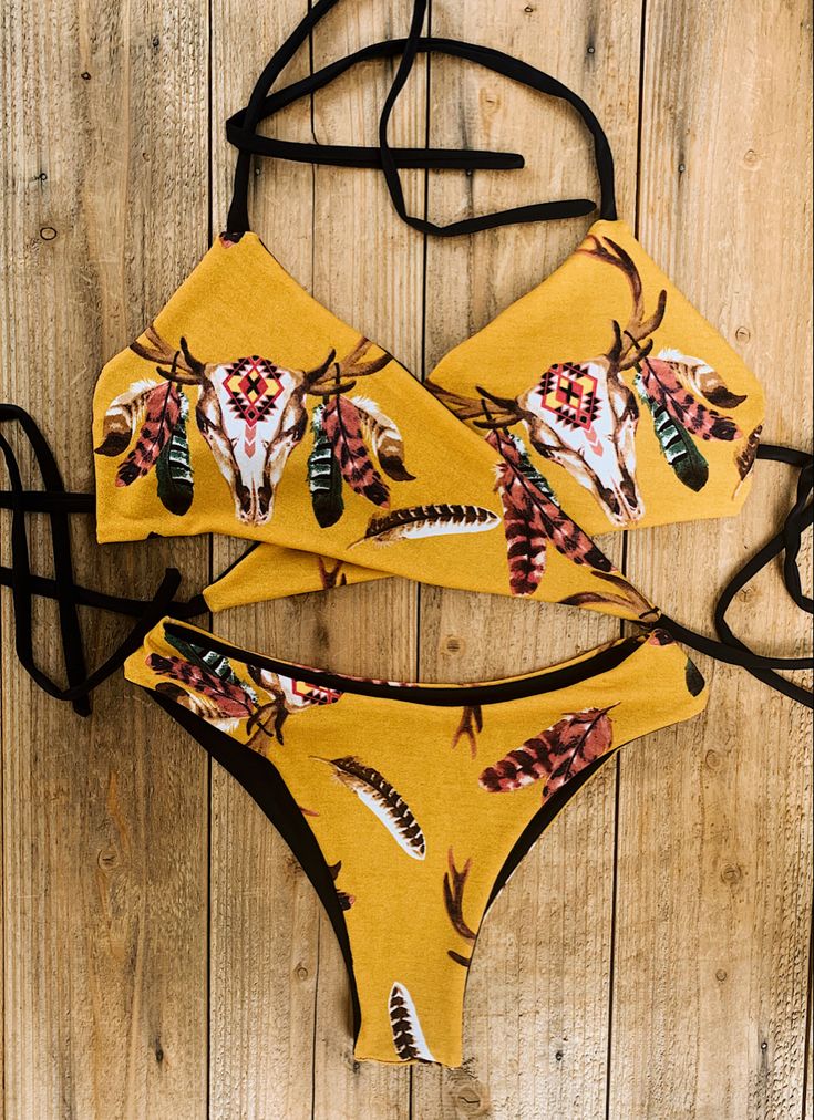 Bull skull bikini. Western fashion. Handmade in the usa ! Reversible . Wet & Western Swimwear Country Bathing Suits, Western Bathing Suits, Country Swimsuit, Western Swimwear, Western Swimsuit, Childrens Swimwear, Cowgirl Style Outfits, Western Clothes, Western Shoes