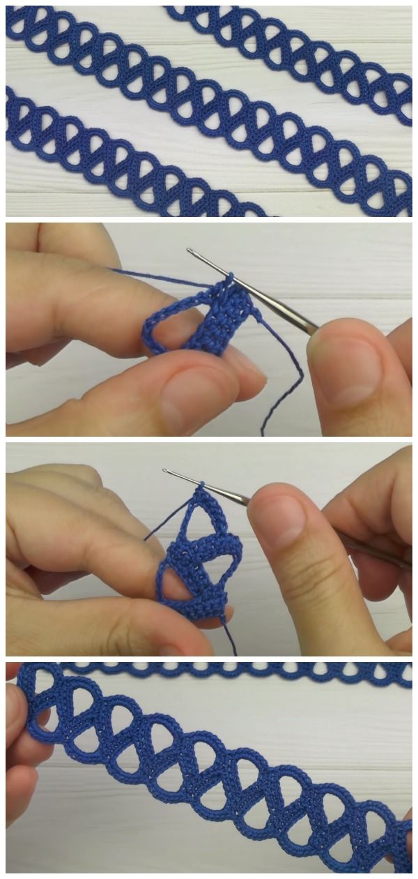 two pictures showing how to crochet an ornament