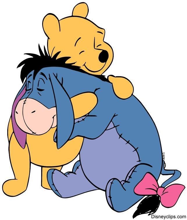 winnie the pooh and piglet hugging each other