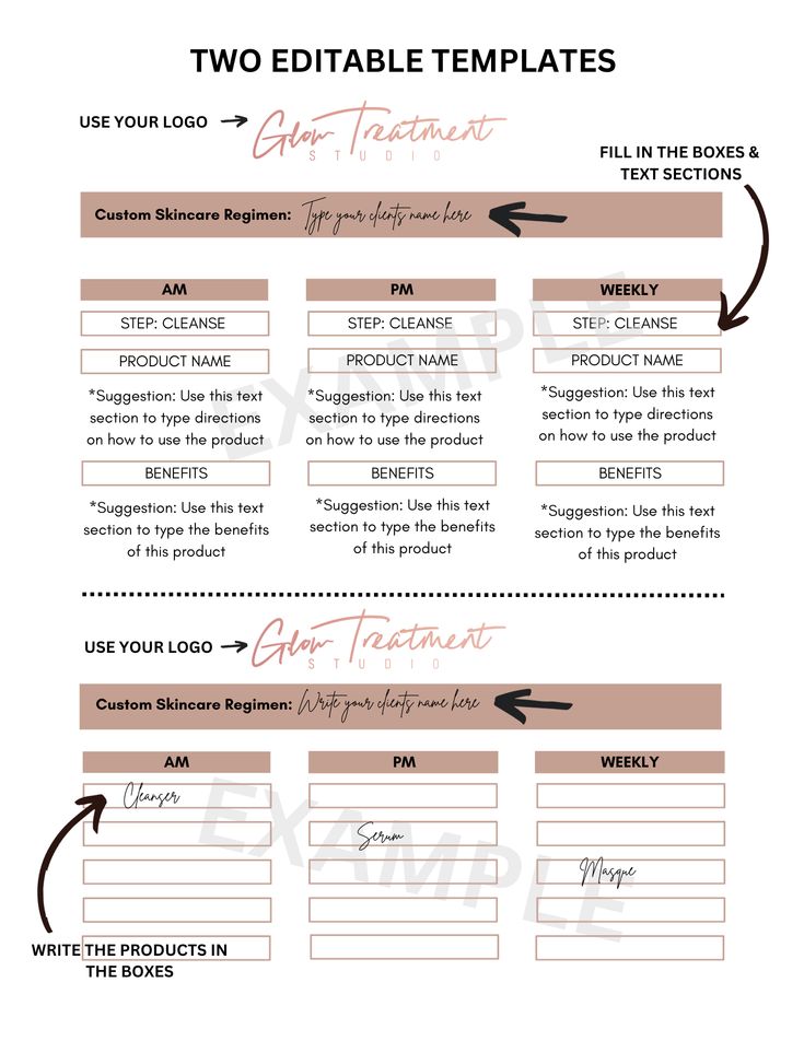 the two editable templates are shown with arrows pointing to each other