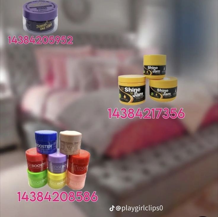 there are four different types of hair pastes on the bed and in front of them