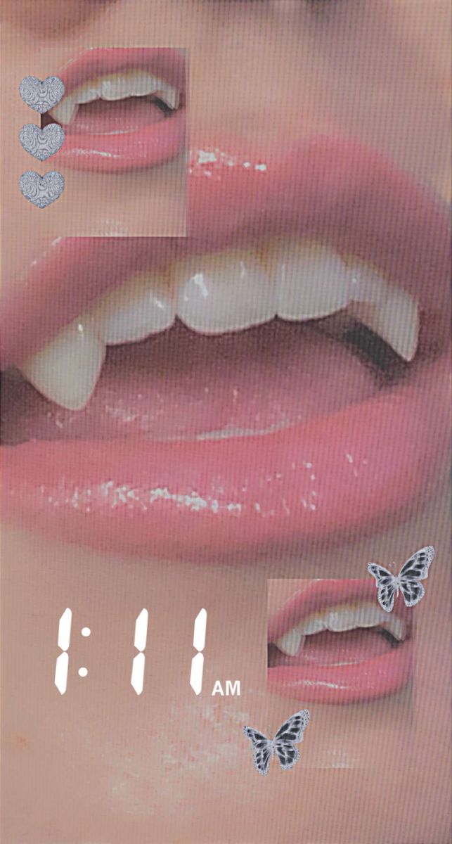 an image of a woman's lips with butterflies on them