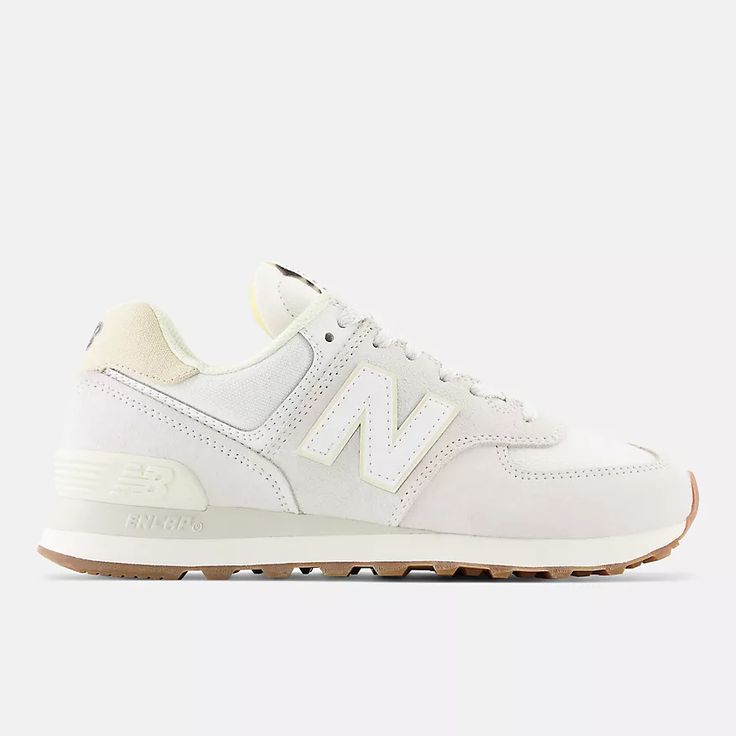 574, WL574NO2 Casual New Balance Shoes, Everyday Sneakers Women Casual, Cute New Balance Shoes, New Balance 574 White, New Balance 574 Womens, New Balances, Bts Outfits, Lifestyle Sneakers, Preppy Shoes