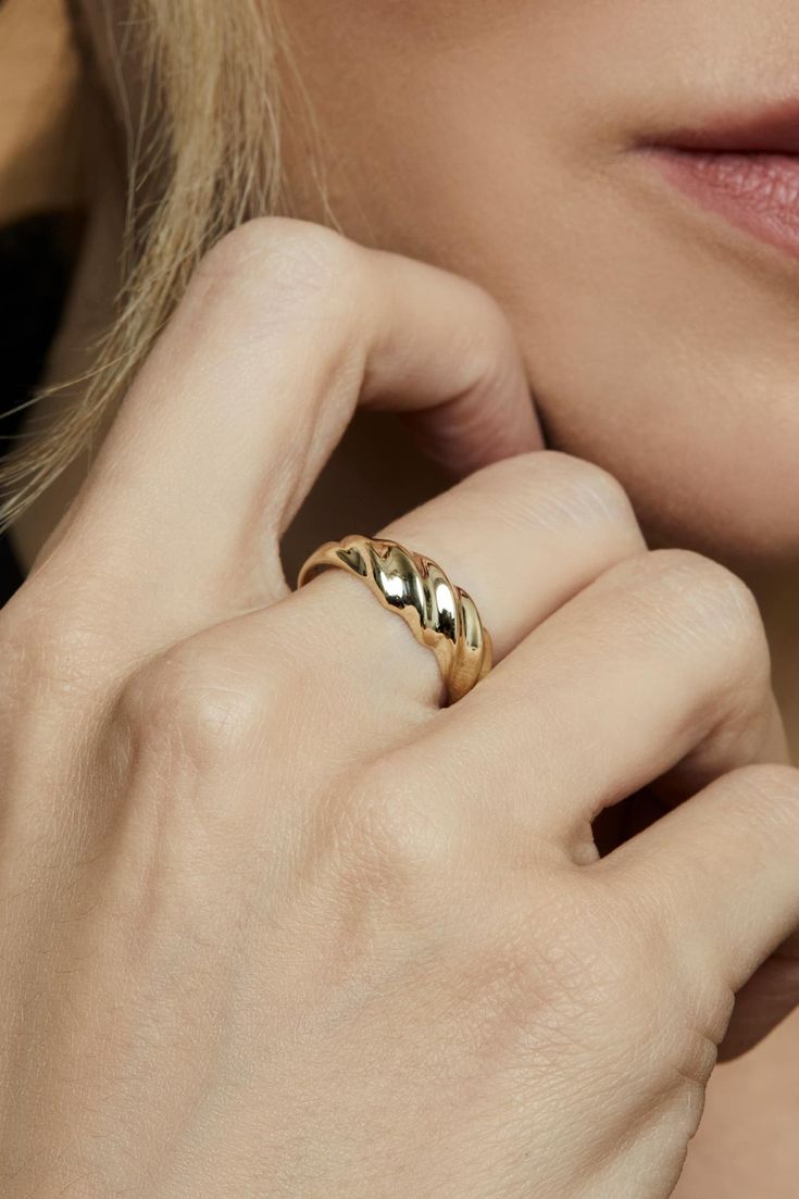 Inspired by family heirlooms from generations passed, we designed our Retro Dome Ring as a timeless statement piece. Often referred to as a shrimp or croissant ring, it features twisted arches of solid gold that offer eye-catching boldness and texture. 10k Solid Yellow Gold 1.8 Grams Solid Gold 5.5mm Wide at Thickest Point Crafted in Istanbul, Turkey Modern Twist Oval Rings For Anniversary, Twisted Polished Jewelry As A Gift, Twisted Yellow Gold Jewelry For Anniversary, Twisted 14k Gold Jewelry For Anniversary, 14k Gold Twisted Jewelry For Anniversary, Anniversary 14k Gold Twisted Jewelry, Twisted Yellow Gold Ring As Gift, Twisted Yellow Gold Ring For Gift, Yellow Gold Twisted Ring For Gift