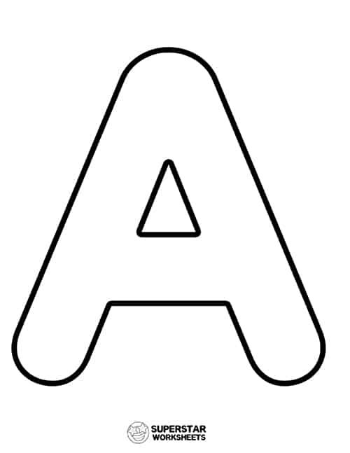 the letter alphabet is outlined in black and white