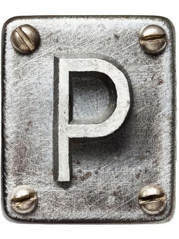 the letter p is made out of metal