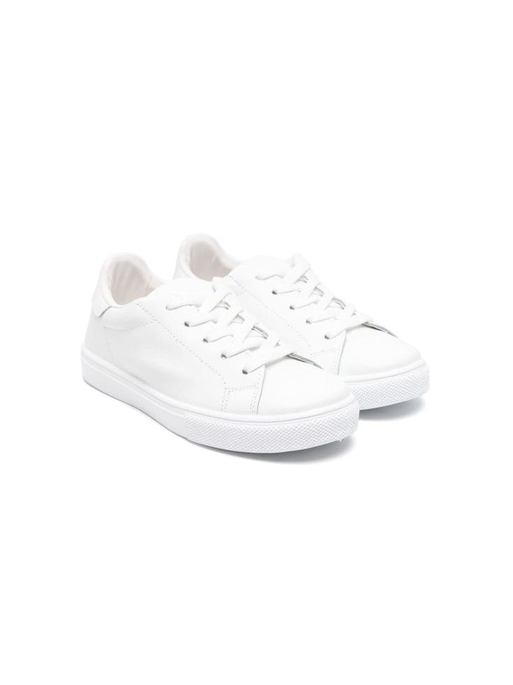 white faux leather smooth grain branded heel counter round toe front lace-up fastening branded leather insole flat rubber sole White Lace-up Sneakers With Elastic Laces, Synthetic Sneakers With Elastic Laces And Round Toe, White Sneakers With Elastic Laces And Round Toe, Synthetic Sneakers With Round Toe, White High-top Sneakers With Elastic Laces And Round Toe, White High-top Sneakers With Elastic Laces, White Skate Shoes With Elastic Laces, White Lace-up Skate Shoes With Elastic Laces, Slip-on Sneakers With Elastic Laces And White Sole