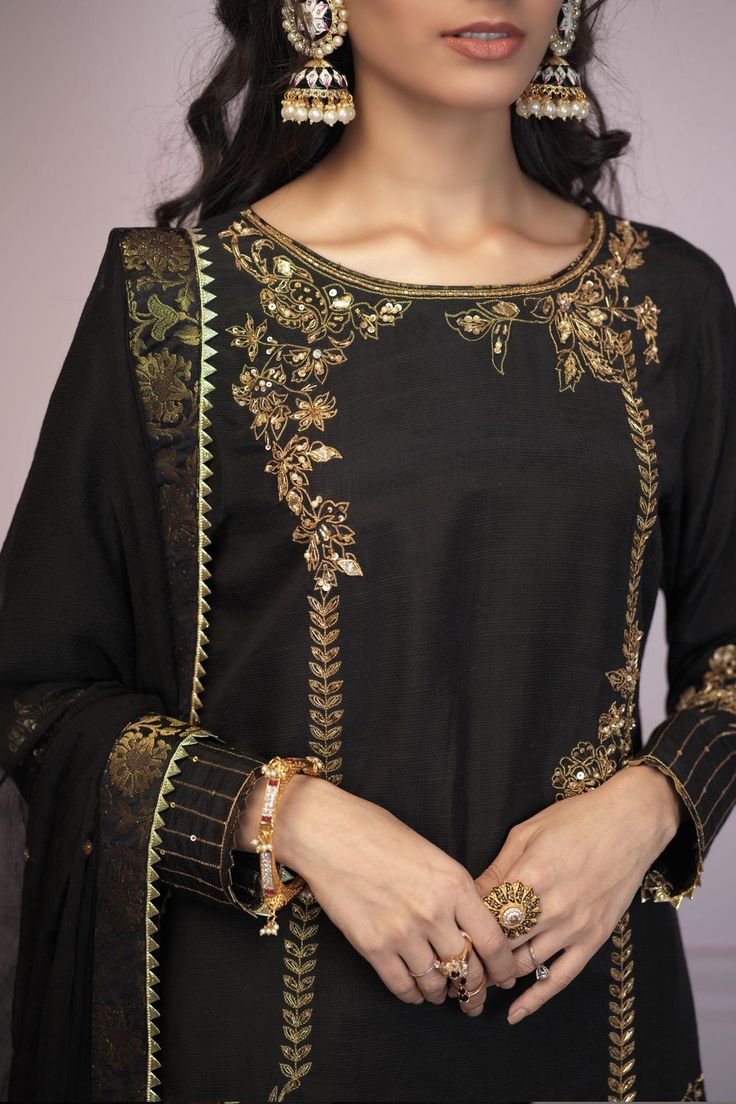 Kohinoor (Three Piece) – Zaaviay Global Festive Slub Silk Churidar With Intricate Embroidery, Festive Straight Kurta Set With Gold Embroidery, Festive Gold Embroidery Straight Kurta Set, Elegant Slub Silk Churidar With Intricate Embroidery, Gold Slub Silk Salwar Kameez With Resham Embroidery, Elegant Embroidered Slub Silk Kurta, Gold Embroidered Slub Silk Sets, Chanderi Kurta With Gold Embroidery Long Sleeve, Chanderi Long Sleeve Kurta With Gold Embroidery