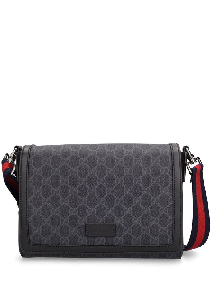 Find GUCCI Gg Supreme Crossbody Bag on Editorialist. Height: 20cm Width: 27cm Depth: 8cm. Strap drop: 50cm. Adjustable strap. Front flap closure. Logo details. Leather trim Gucci Crossbody Bag, Gucci Crossbody, Latest Bags, Crossbody Messenger Bag, Gucci Black, Swim Accessories, Black Cross Body Bag, Sport Bag, Black Tote Bag