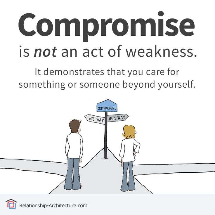 two people are standing in front of a sign that says,'compromise is not an act of weakness it demonstrates that you care for something or someone beyond yourself