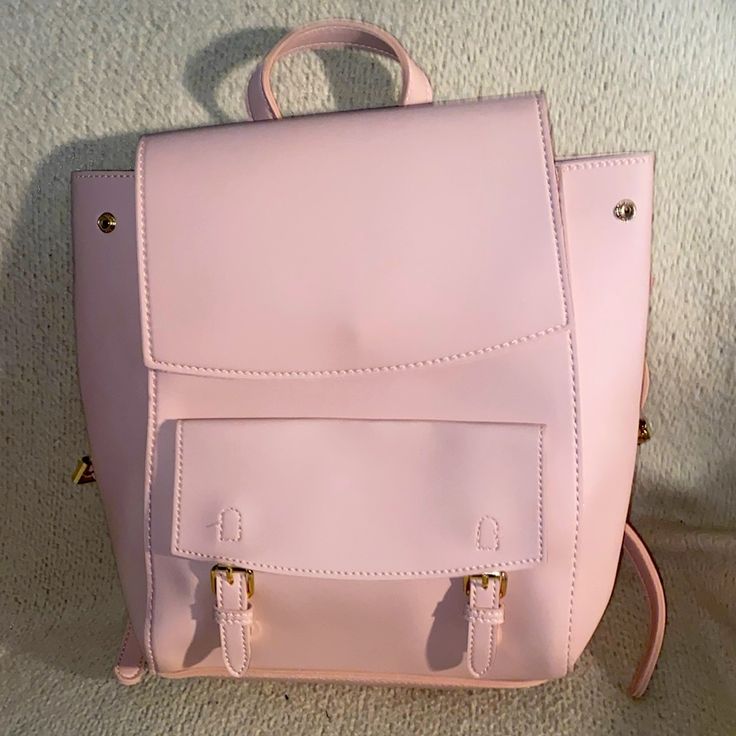 Great Bag! Great Buy! Smoke Free Home! Pet Free Home! Trendy Standard Backpack With Hasp Closure, Chic Backpack With Hasp Closure, Chic Pink Satchel For School, Chic Pink School Satchel, Pink Everyday Shoulder Backpack, Everyday Bags With Hasp Closure And Flap, Pink School Satchel With Detachable Strap, Pink Satchel With Adjustable Strap In Backpack Shape, Pink Satchel For Daily Use As Standard Backpack